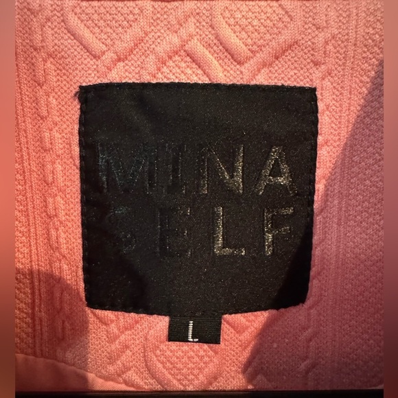 Mina Self Textured Vest Size Large Pink 2 Buttons - Picture 6 of 11